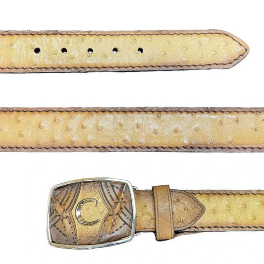 Cinto Cuadra Avestruz Flame Orix Miel CV464A1