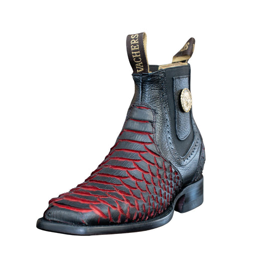 Botines Vachers Python Imit. Negro/Rojo cj 50