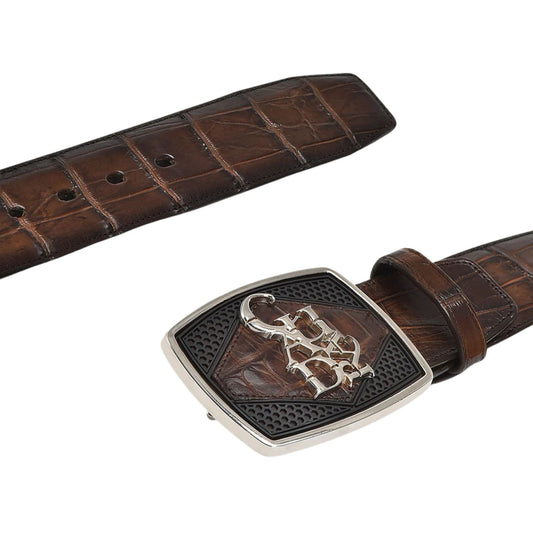 Cinto Cuadra Imperio Cocodrilo Americano Arena CV500AL