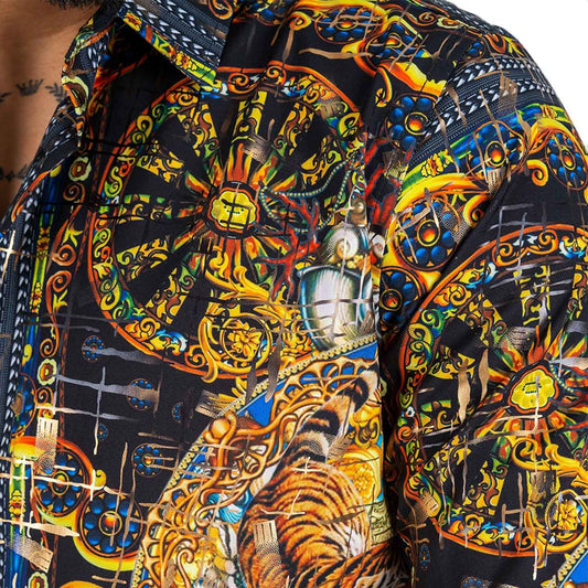 Platini Camisa Royal Black Print FPL8120