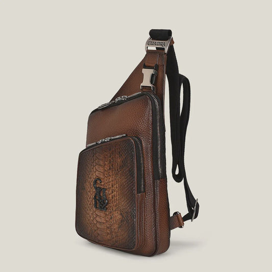 Bandolera Cuadra Caballero Python Over Cafe BOC15PI