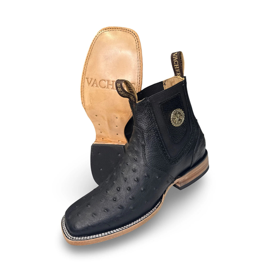 Botines Vachers Avestruz Imit. Negro cj 48