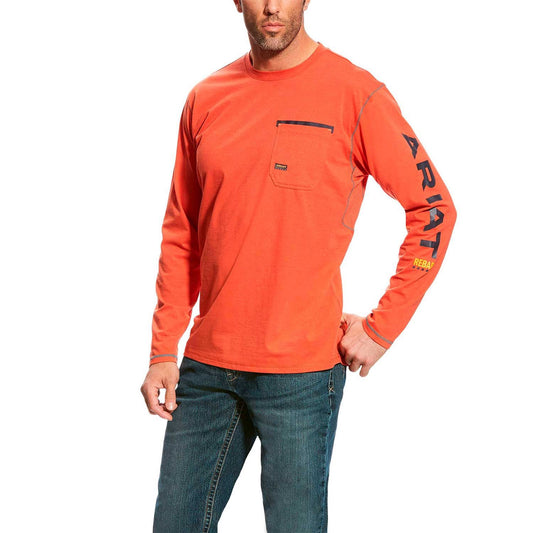 Ariat Rebar Manga Larga LS Naranja 10023922