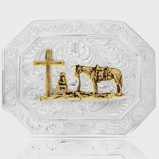 Hebilla Montana Silversmiths Out West Christian Cowboy 55310-731