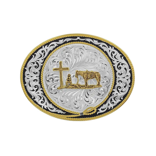 Hebilla Montana Silversmiths Ranch Rope Christian Cowboy 6190-731M