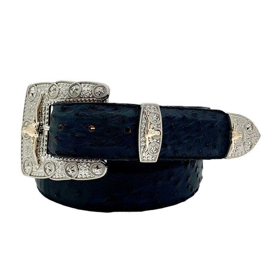 Cinto Cuatralba Avestruz Negro