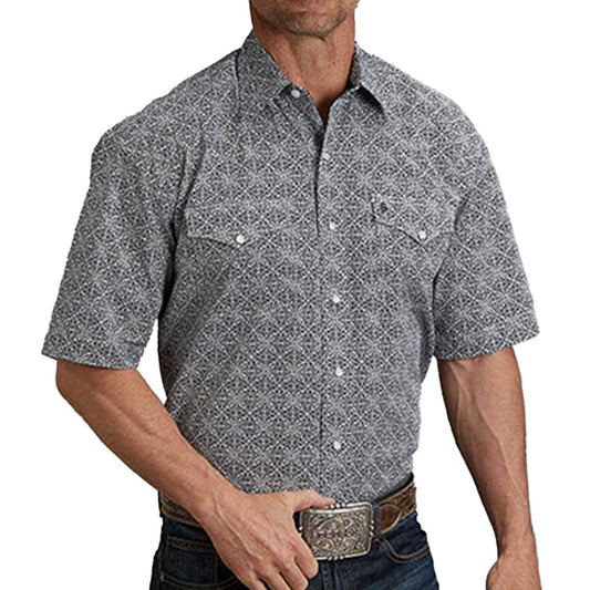 Camisa Stetson Manga Corta Ornamento Azul 0425-2050