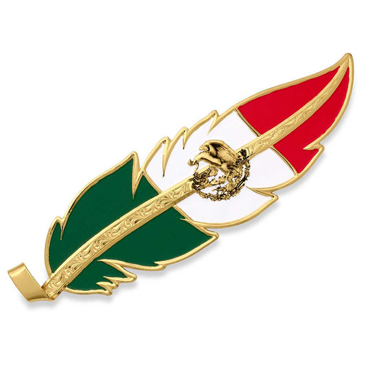 Pluma Montana para Sombrero Bandera de México Oro HF5458MXG