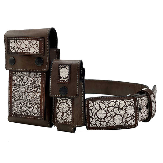 Combo Cinto Cincelado Flor B/Cafe C-4