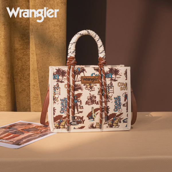 Tote Wrangler Cowboy Print Tan WG206-8122TN