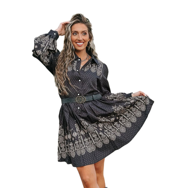 Vestido Lucky & Blessed Aztec Negro DR539-BLK