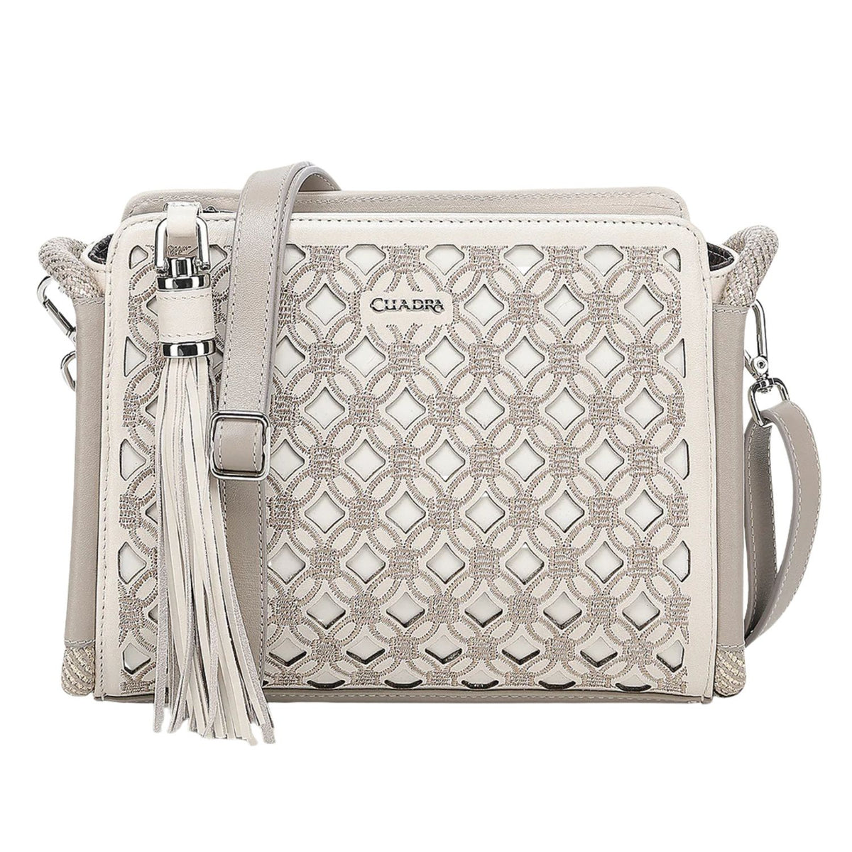 Bolsa Cuadra Dama Azteca Cowhide Blanca BOD3WRS