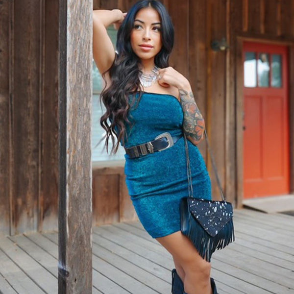 Vestido Strapless Lucky & Blessed Teal DR497-TEAL