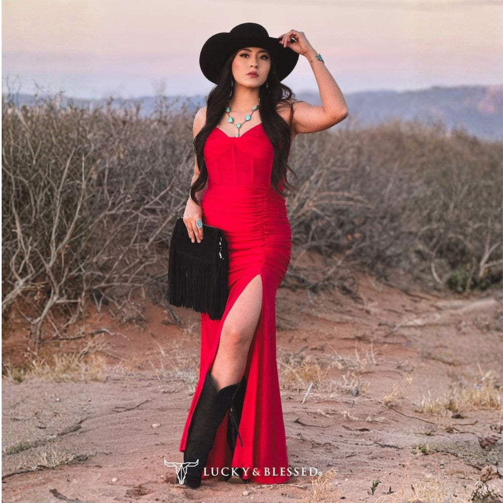 Vestido Lucky & Blessed Corset Red DR704-RED S