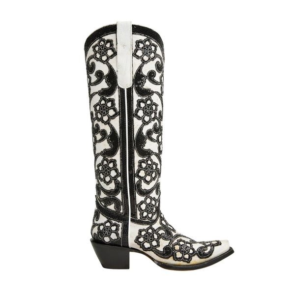 Bota Alta Corral Dama Floral Blanca A4866 cj866