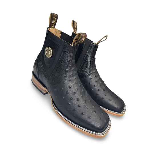 Botines Vachers Avestruz Imit. Negro cj 48