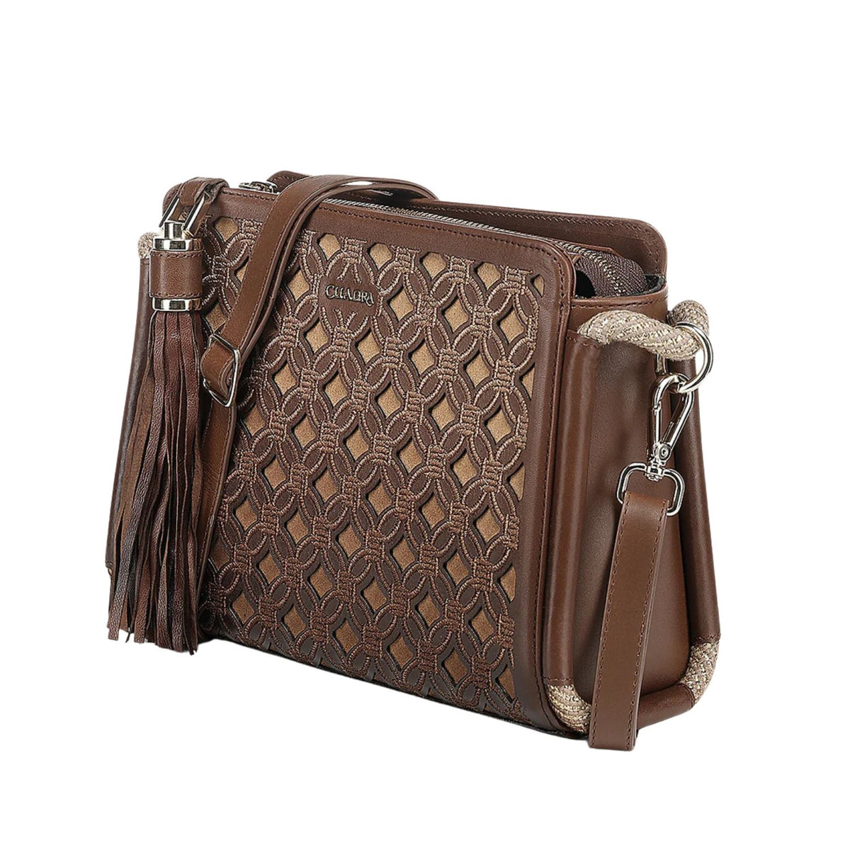 Bolsa Cuadra Dama Azteca Cowhide Miel BOD3WRS