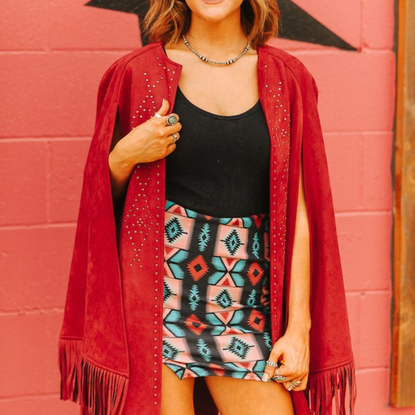 Lucky &amp; Blessed Aztec Coral Skirt SK270-AZT