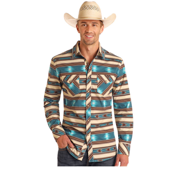 Rock &amp; Roll Aztec Blue Shirt BMN2S05854
