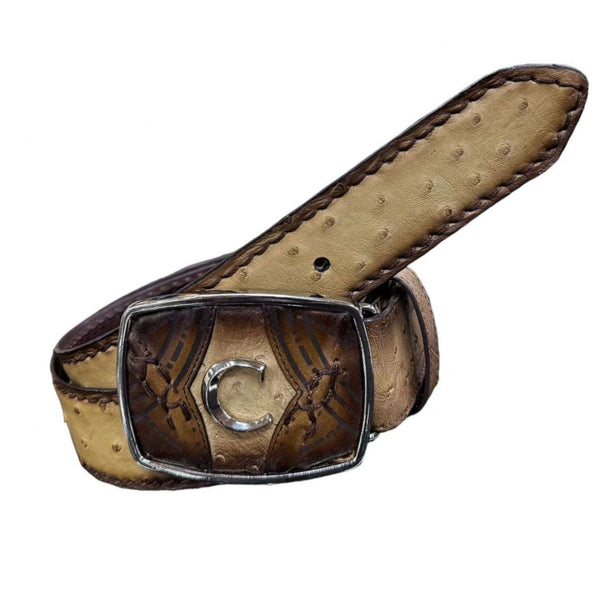 Ostrich Square Belt Flame Orix Honey CV464A1