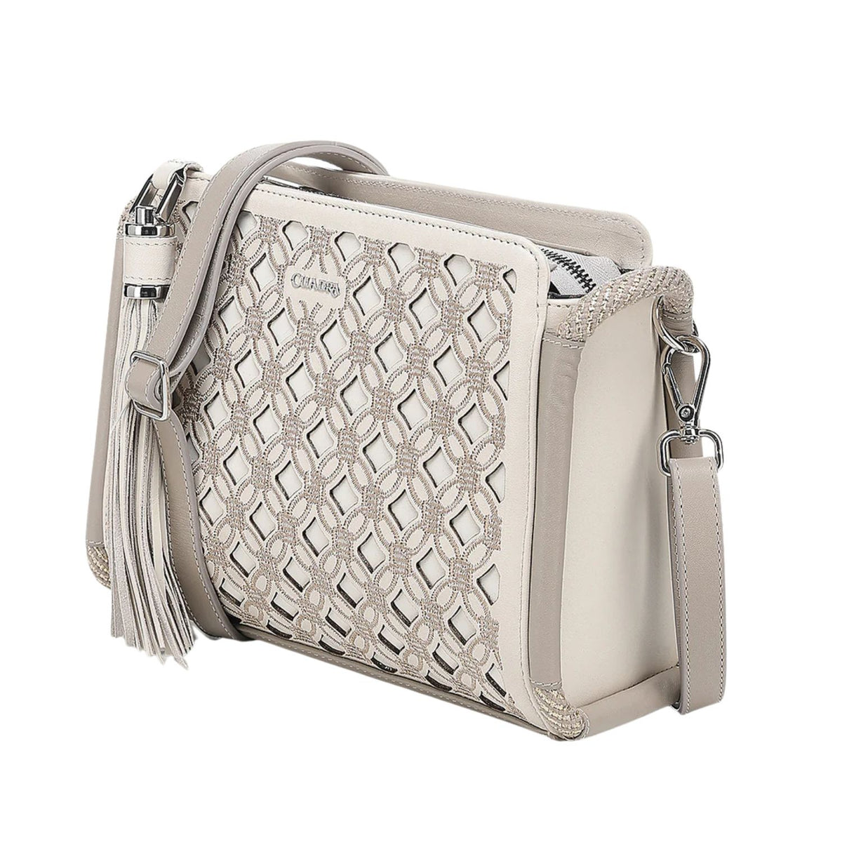 Bolsa Cuadra Dama Azteca Cowhide Blanca BOD3WRS