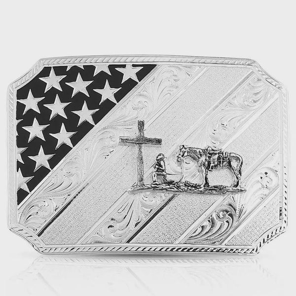 Hebilla Montana Silversmiths All American Christian Cowboy 46100-731M