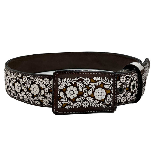 Combo Cinto Cincelado Flores B/Amarillo C-7