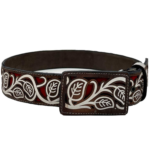 Combo Cinto Cincelado Blanco/Rojo C-2