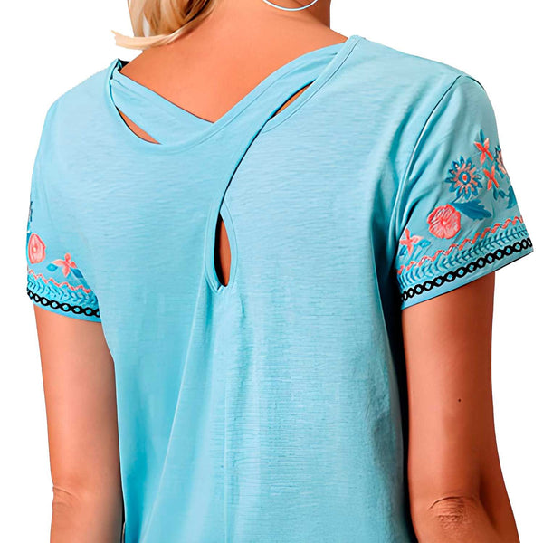 Blusa Roper Flor Azul Bordada 5038
