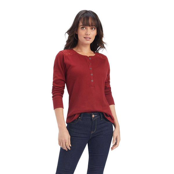 Ariat Playera Real Henley Red  10041340