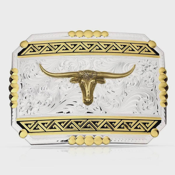 Hebilla Montana Silversmiths Southwest Origins con Longhorn 52910-767M