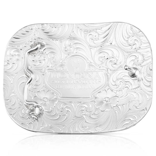 Hebilla Montana Silversmiths Class Act Two Tone Belt Buckle with Longhorn 53510-767H