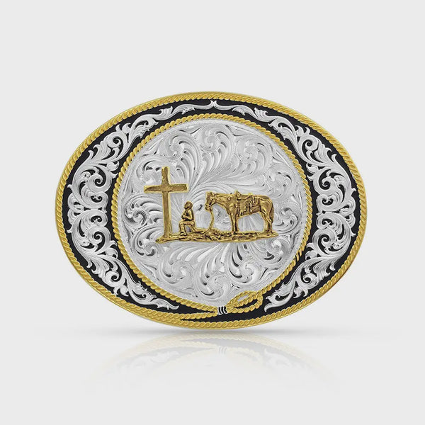 Hebilla Montana Silversmiths Ranch Rope Christian Cowboy 6190-731M
