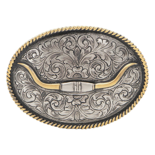 Hebilla Oval Longhorn Horns con Borde de Soga 746