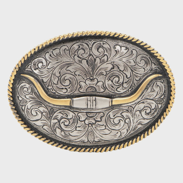 Longhorn Horns Oval Rope Edge Buckle 746