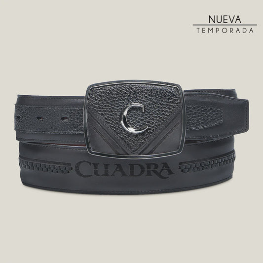 Cinto Cuadra Venado Italiano Negro CV507VE