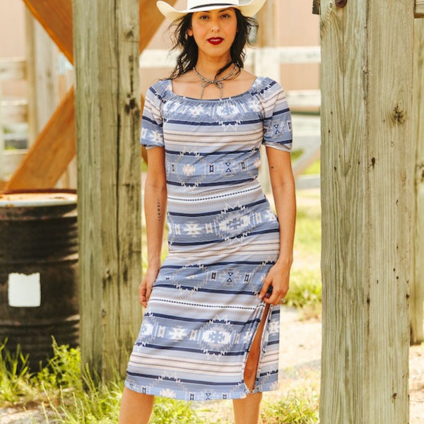 Vestido Lucky & Blessed Aztec Baby Azul DR558-BBAZT