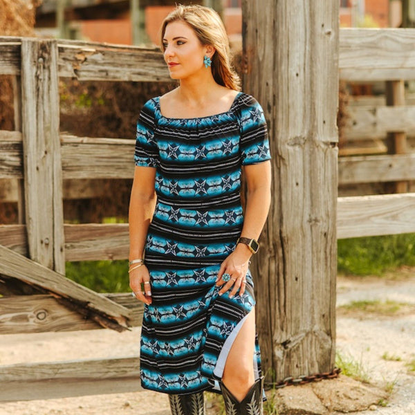 Vestido Lucky & Blessed Sarape Turquesa DR558-TURAZT