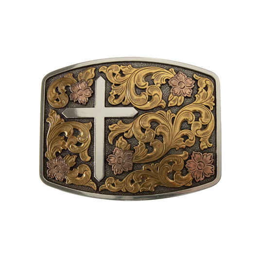 M&F Hebilla Rectangular Cruz Floral 37945