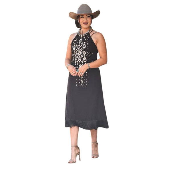 Vestido Lucky & Blessed Midi Halter Estilo Western DR506-BLK