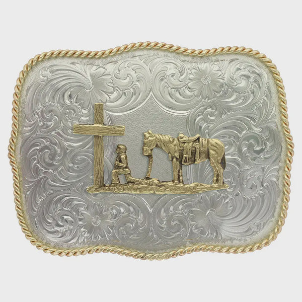 Hebilla Montana Silversmiths German Silver Christian Cowboy G868-731