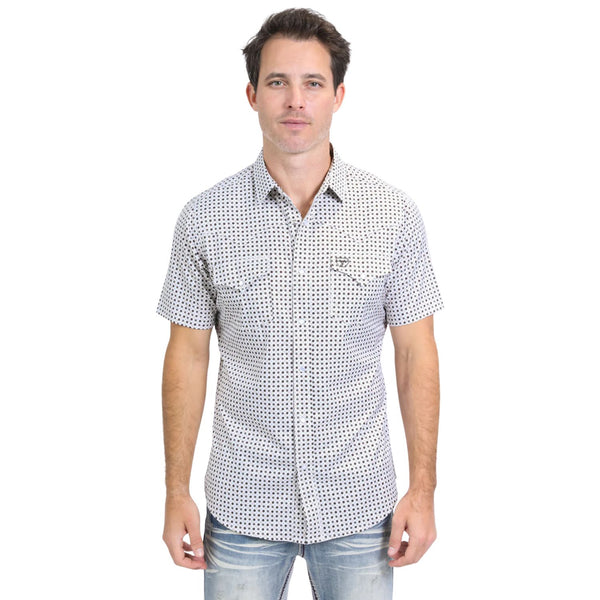 Platini Jeans White Aztec Short Sleeve Shirt PGW10640
