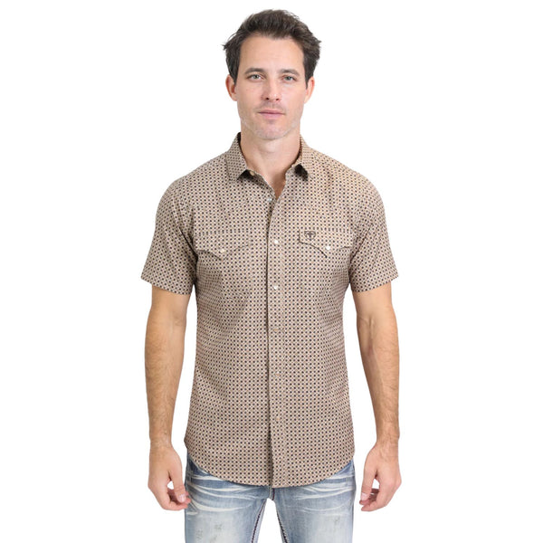 Platini Jeans Short Sleeve Shirt Aztec Beige PGW10642
