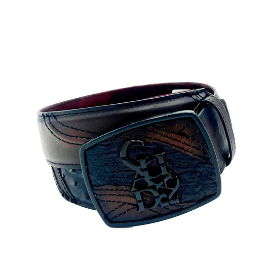 Cinto Cuadra Moderno Avestruz Negro CV491A1