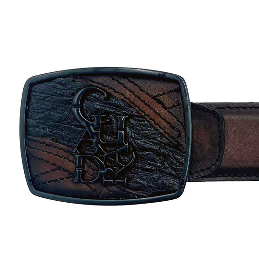 Cinto Cuadra Moderno Avestruz Negro CV491A1