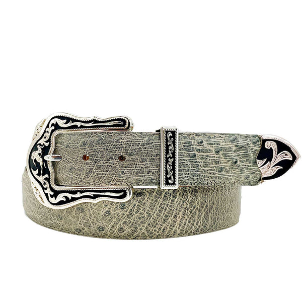 Genuine Gray Cuatralba Ostrich Belt