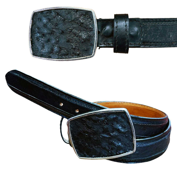 Cinto Cuatralba Avestruz Negro Vaquero