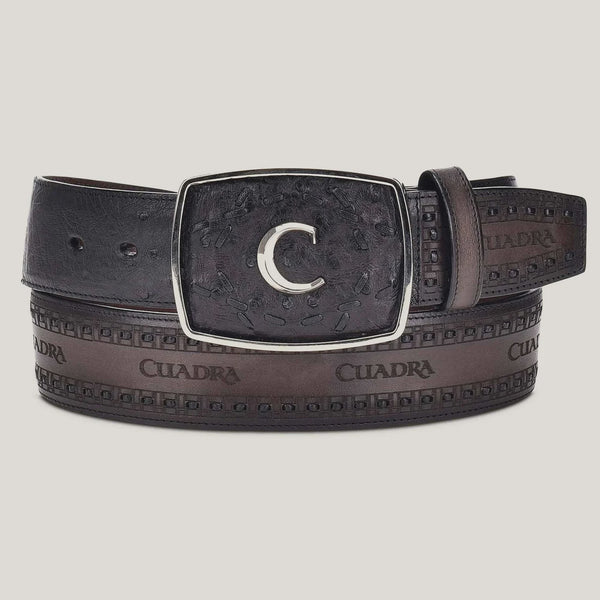 Cuadra Baby Ostrich Belt Black CV397BA