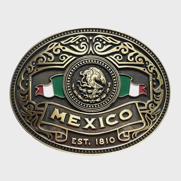 Mexico Flag Heritage Buckle HER019-06