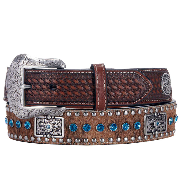 Nocona Blue Crystals Conchos Belt N2442148